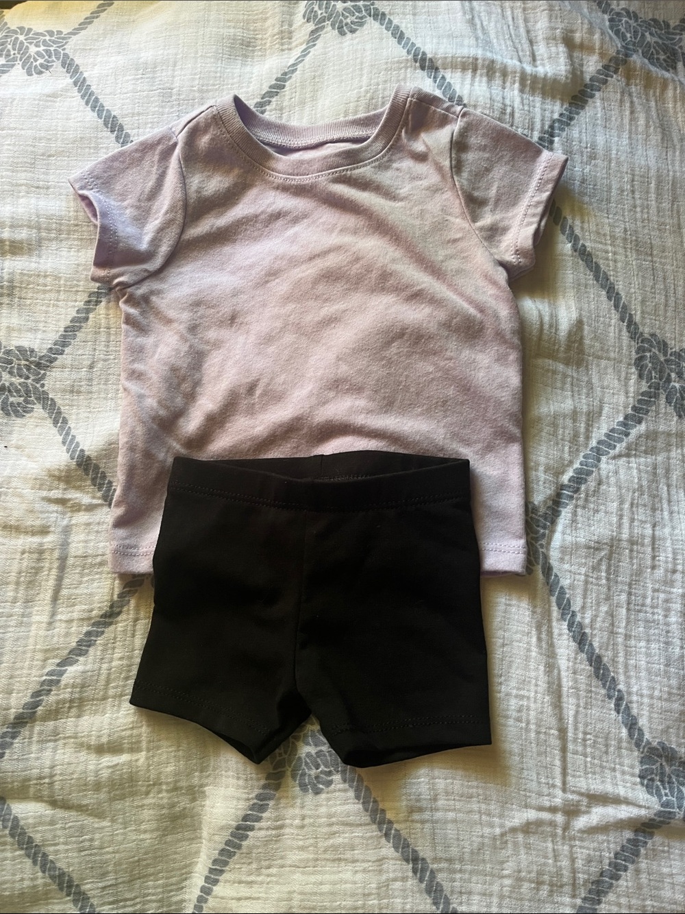 wonder nation Lavender Tee and Black Bike Shorts Set